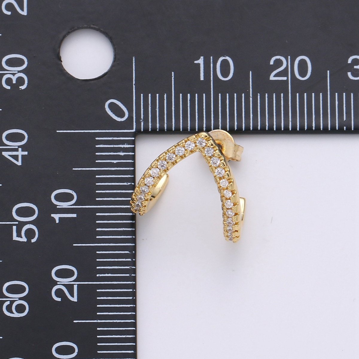Micro Pave Gold Stud earrings, minimalist earrings triangle huggie earrings for gift K-863