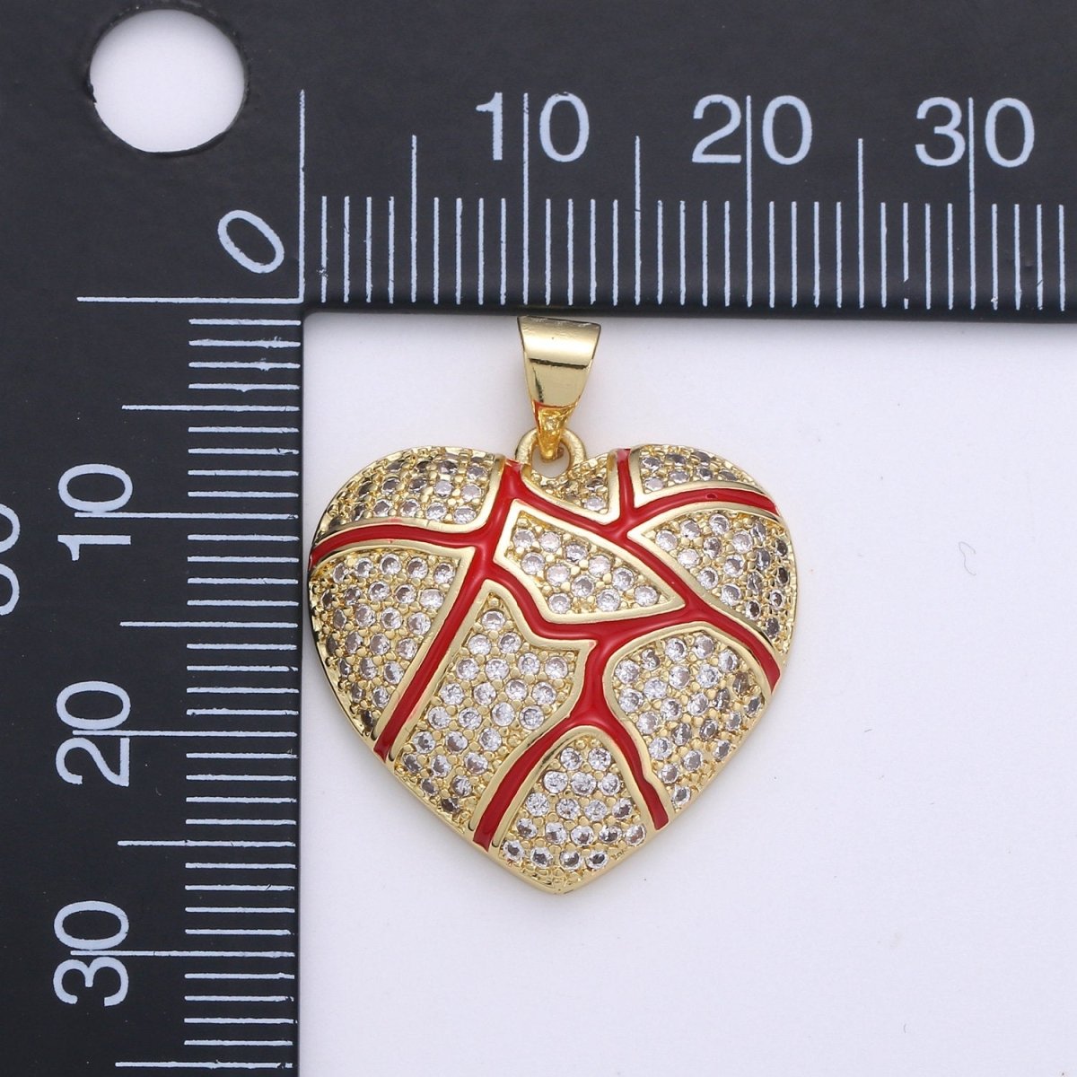 Micro Pave Heart Charm Red Heart Human Pendant D-086