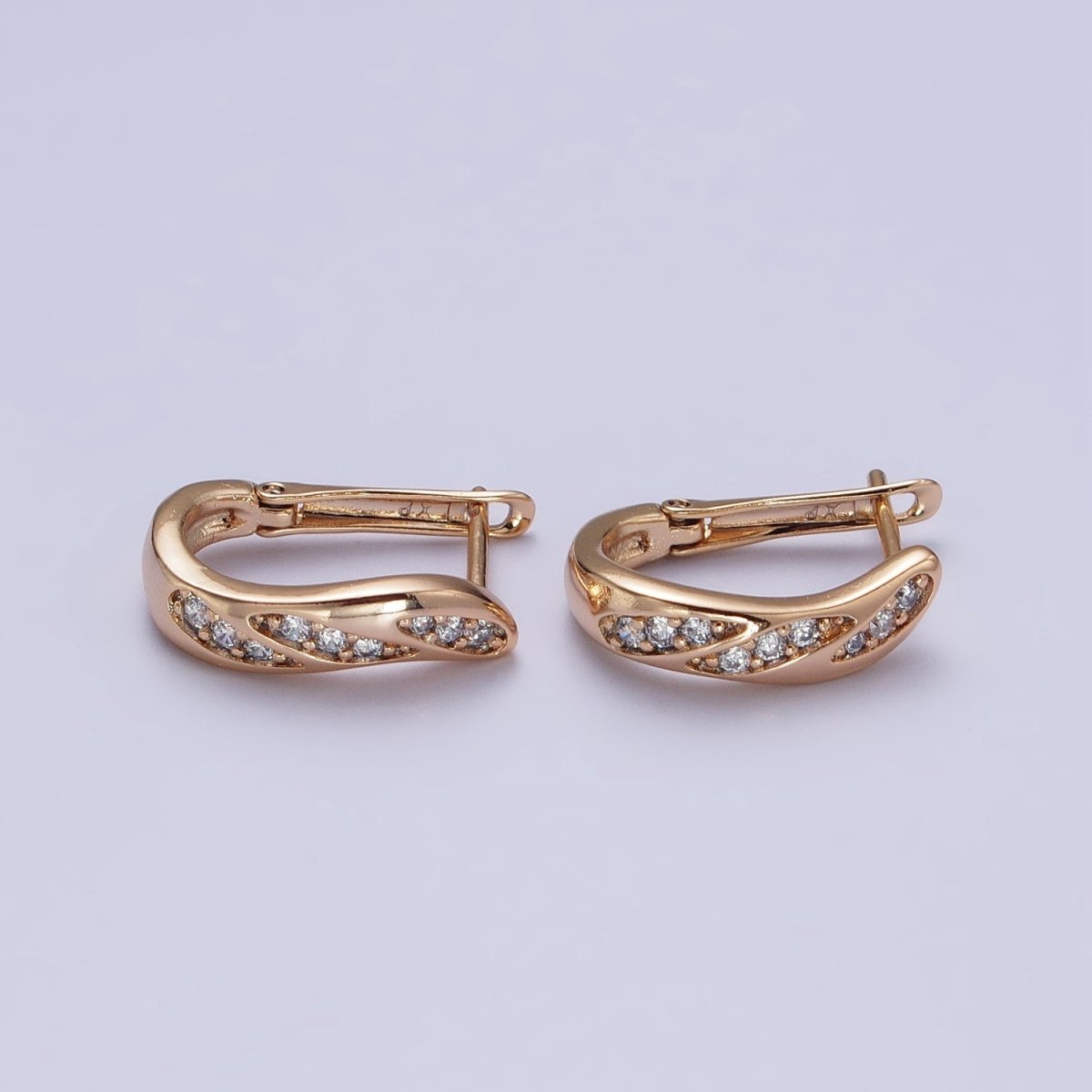 Micro Pave Huggie Earring 18K Gold Filled Lever Back Earring for Everyday Jewelry AB-1043