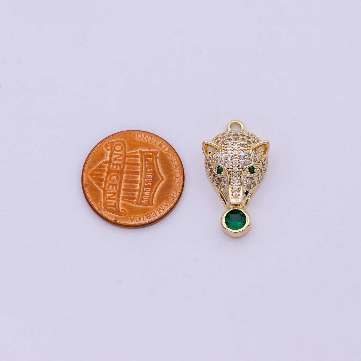 Micro Pave Leopard Charm, Gold Leopard Head Charm,Dainty Leopard Heart Charm for Bracelet Earring Necklace pendant in 14k gold filled C-803
