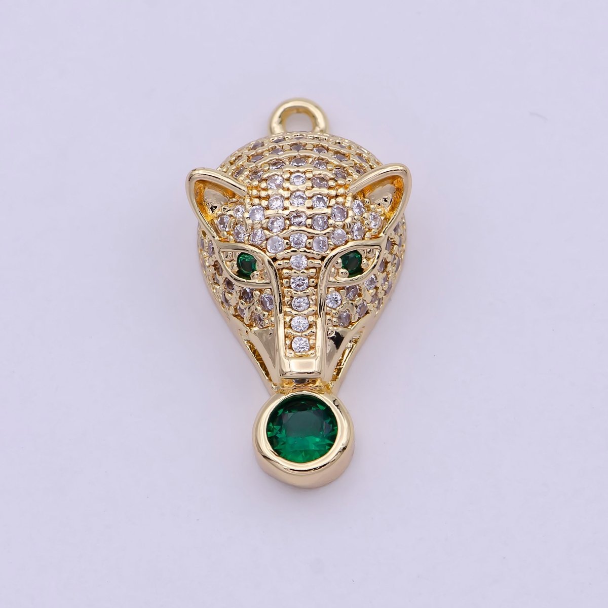 Micro Pave Leopard Charm, Gold Leopard Head Charm,Dainty Leopard Heart Charm for Bracelet Earring Necklace pendant in 14k gold filled C-803