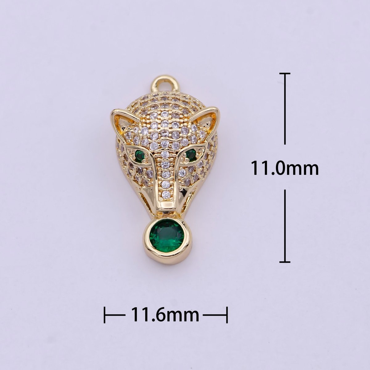 Micro Pave Leopard Charm, Gold Leopard Head Charm,Dainty Leopard Heart Charm for Bracelet Earring Necklace pendant in 14k gold filled C-803