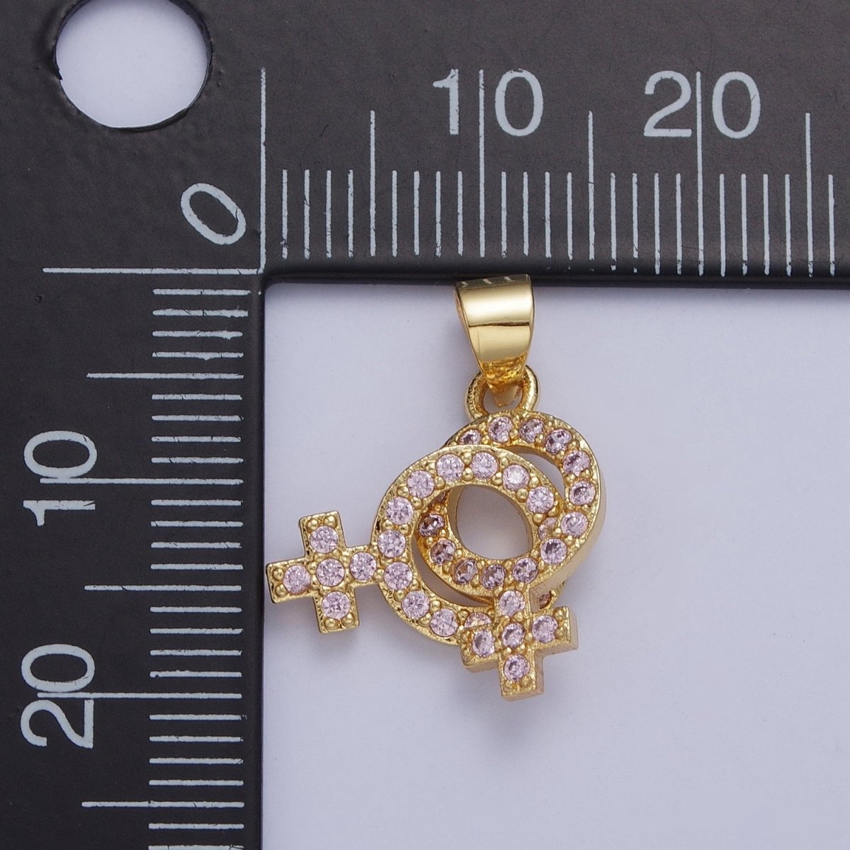 Micro Pave Lesbian Charm 24K Gold Filled Lesbian Jewelry, Pride Necklace Bracelet Pendant Lesbian Gift Couple Necklace X-422