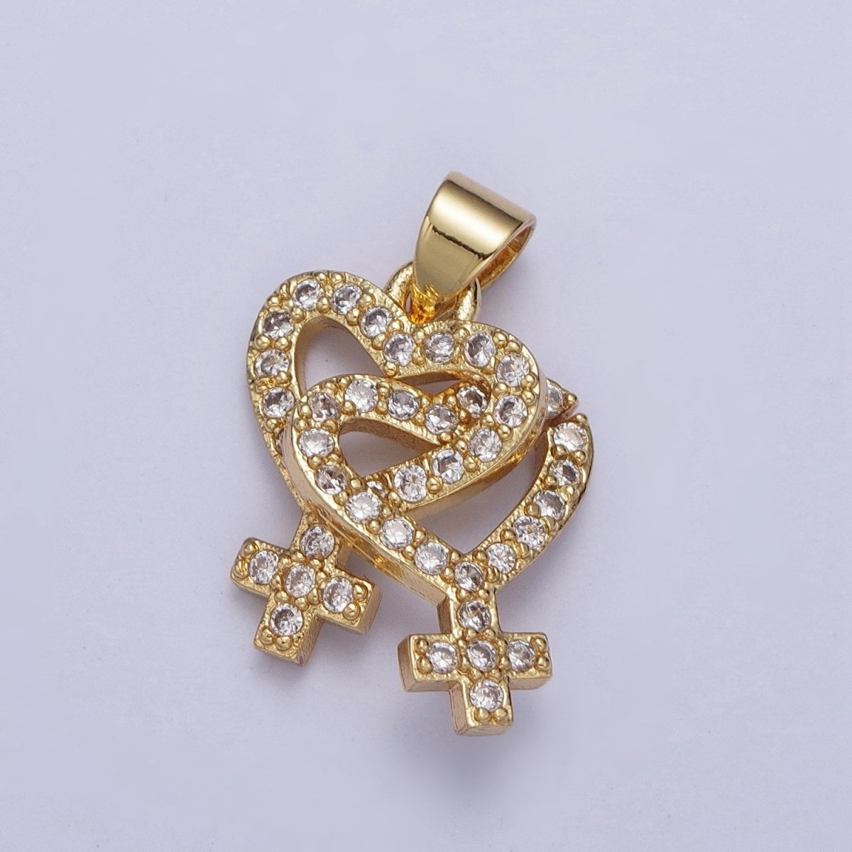 Micro Pave Lesbian Pendant 24K Gold Filled Lesbian Jewelry Inspired Pride Necklace Bracelet Charm Lesbian Gift Couple Necklace X-424