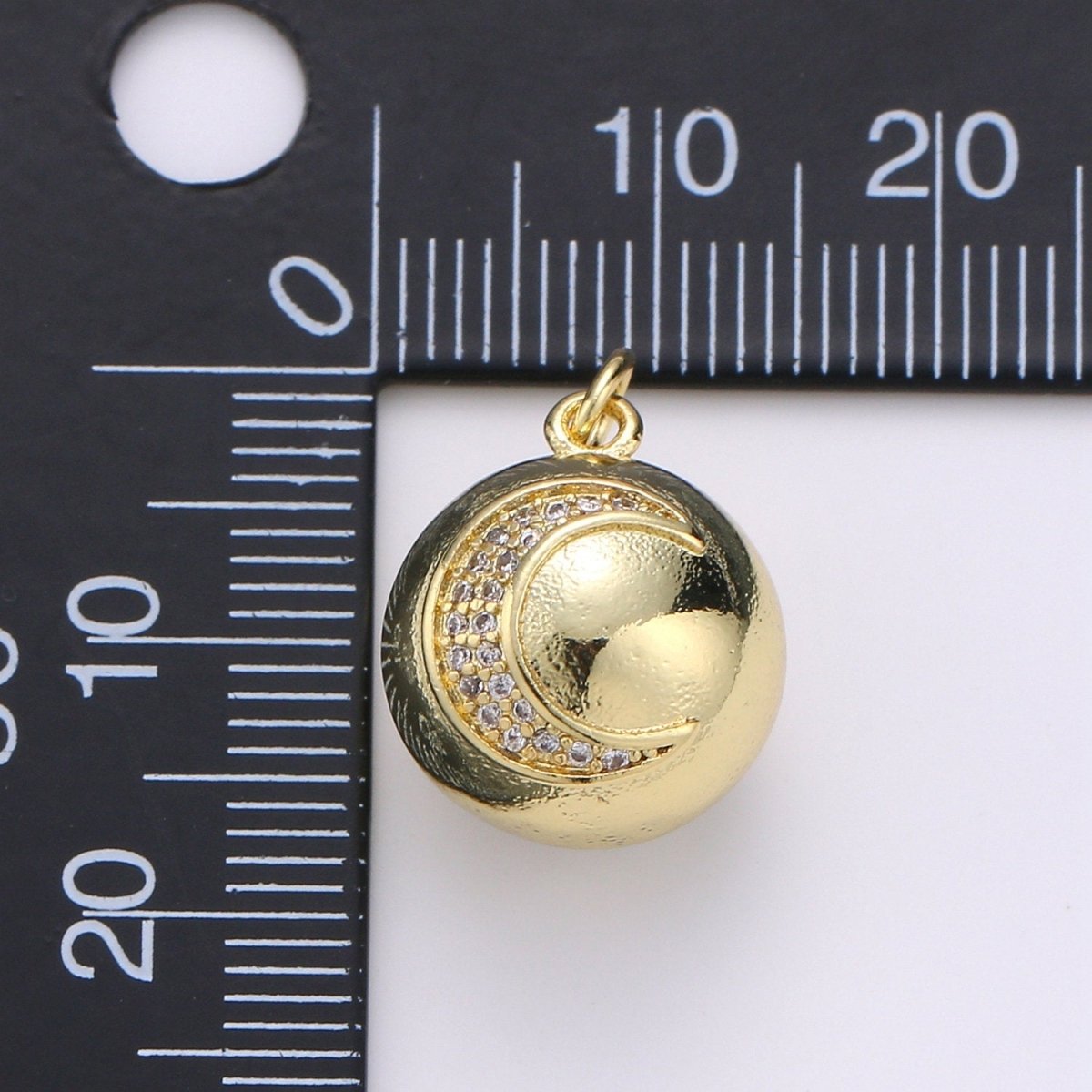 Micro Pave Moon Charm Crescent Moon Charm Ball Charm Ornament Moon Pendant 14K Gold Filled Celestial Necklace Bracelet Charm Jewelry Making, D-704