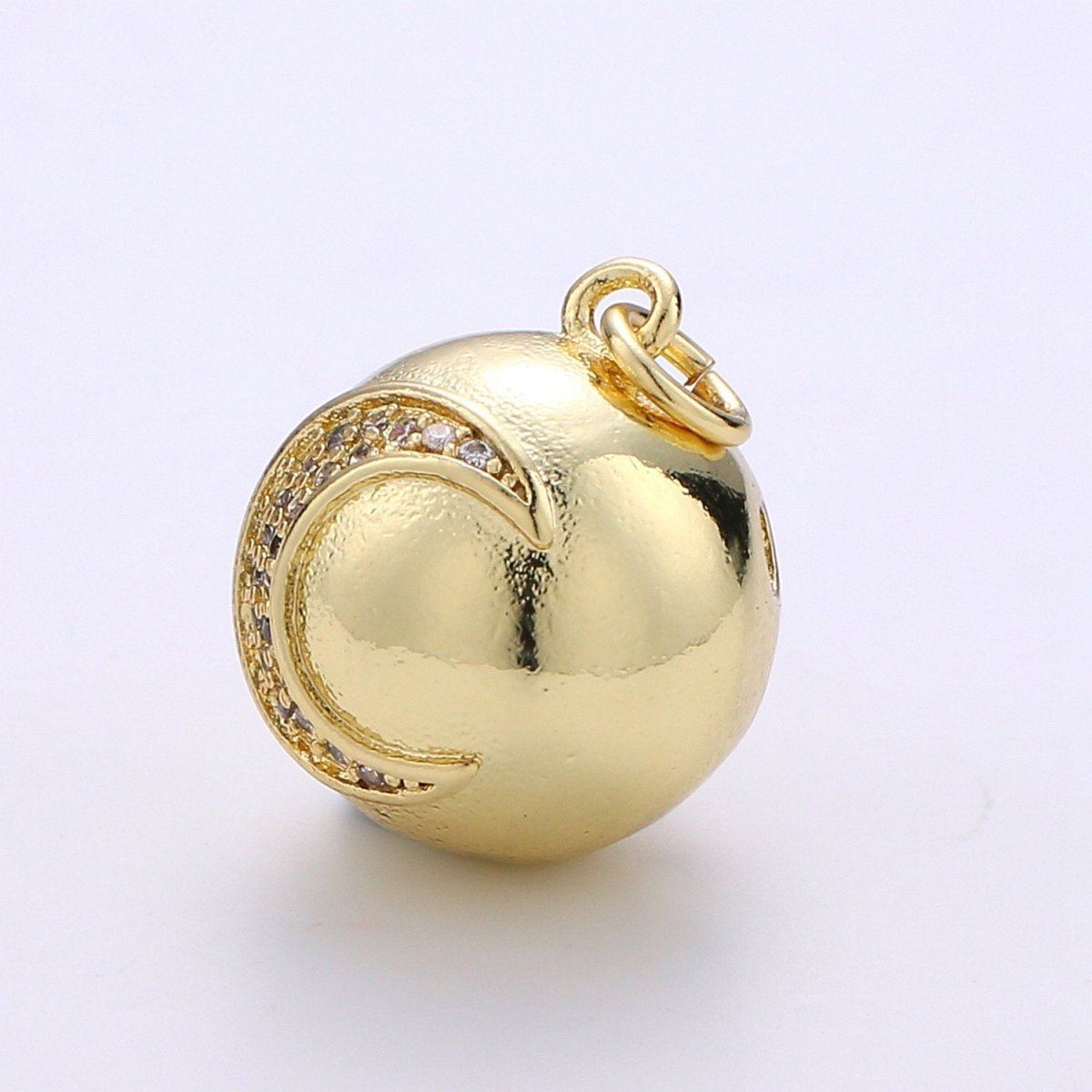 Micro Pave Moon Charm Crescent Moon Charm Ball Charm Ornament Moon Pendant 14K Gold Filled Celestial Necklace Bracelet Charm Jewelry Making, D-704