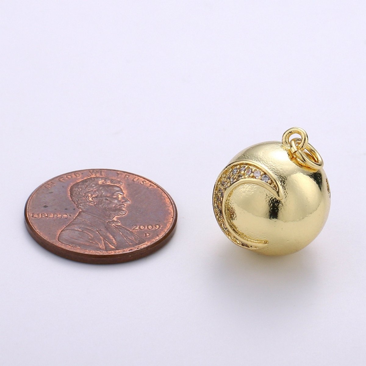 Micro Pave Moon Charm Crescent Moon Charm Ball Charm Ornament Moon Pendant 14K Gold Filled Celestial Necklace Bracelet Charm Jewelry Making, D-704