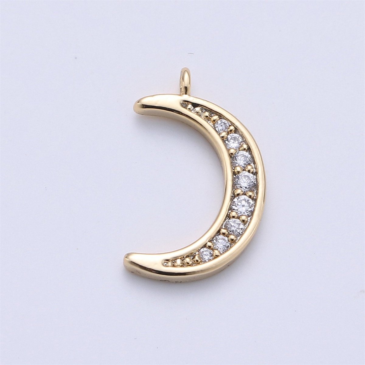 Micro Pave Moon Dainty Crescent Moon Charm Small Moon Pendant 18K Gold Filled Celestial Necklace Earring Bracelet Charm Jewelry MakingC-615