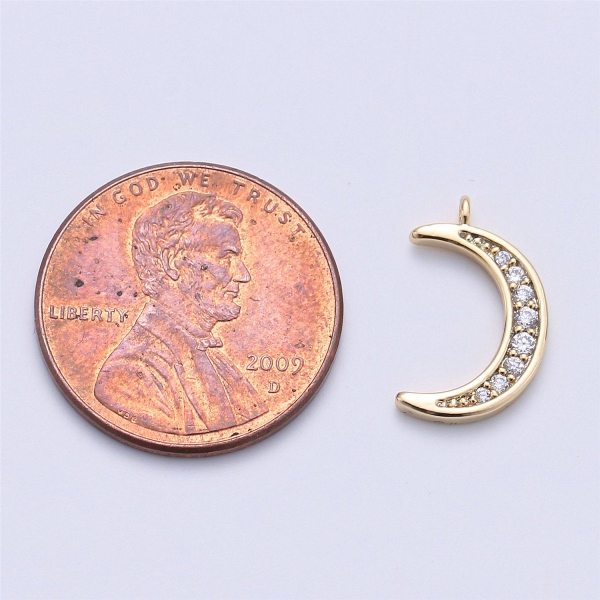 Micro Pave Moon Dainty Crescent Moon Charm Small Moon Pendant 18K Gold Filled Celestial Necklace Earring Bracelet Charm Jewelry MakingC-615