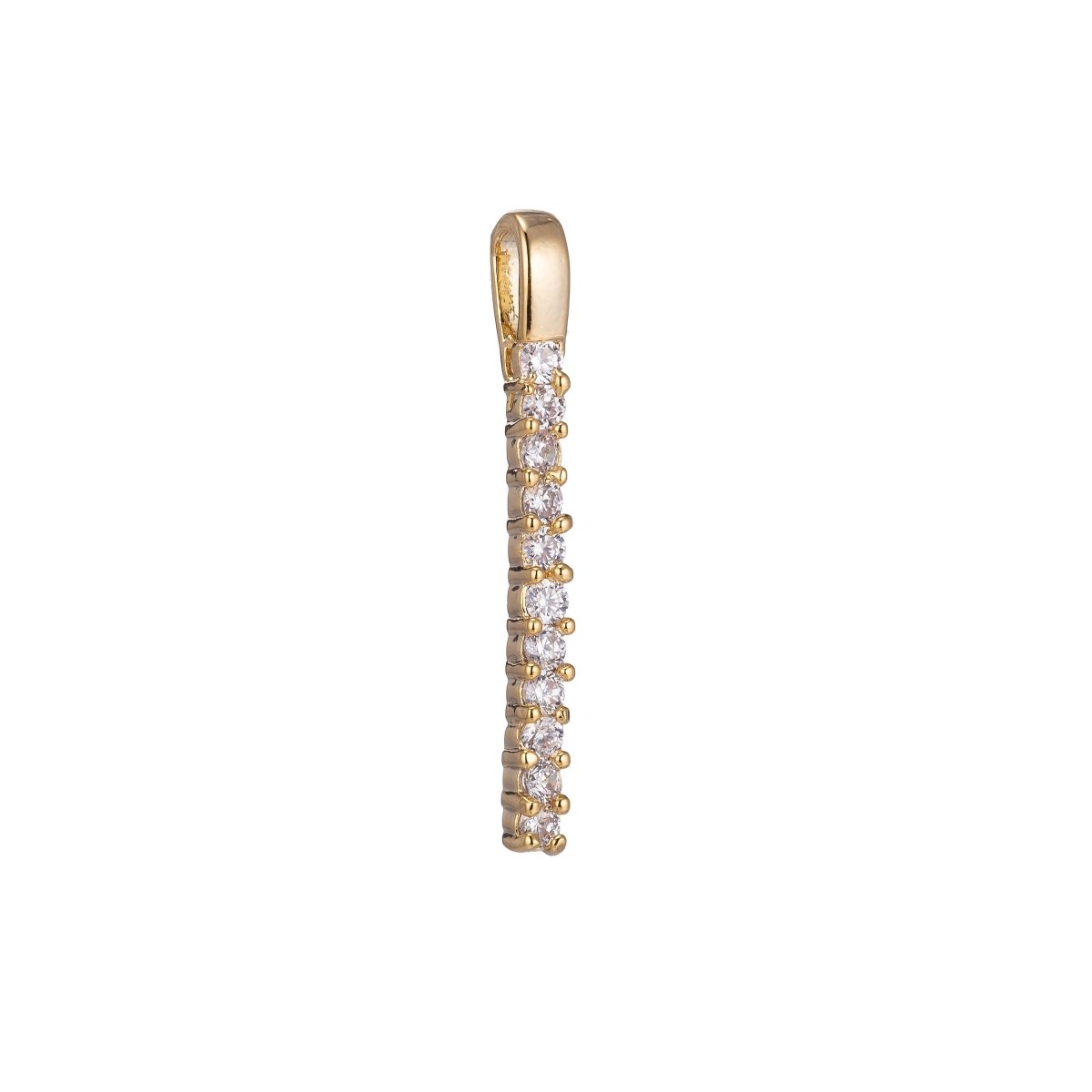 16K Gold Filled Micro Paved CZ Linear Bar Pendant | C389