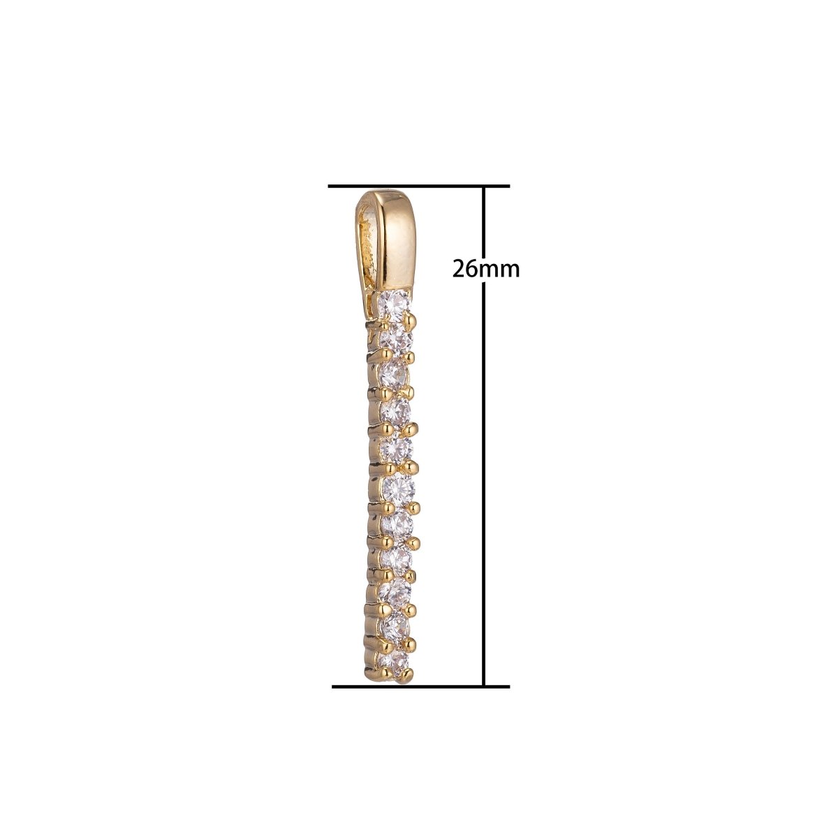 16K Gold Filled Micro Paved CZ Linear Bar Pendant | C389