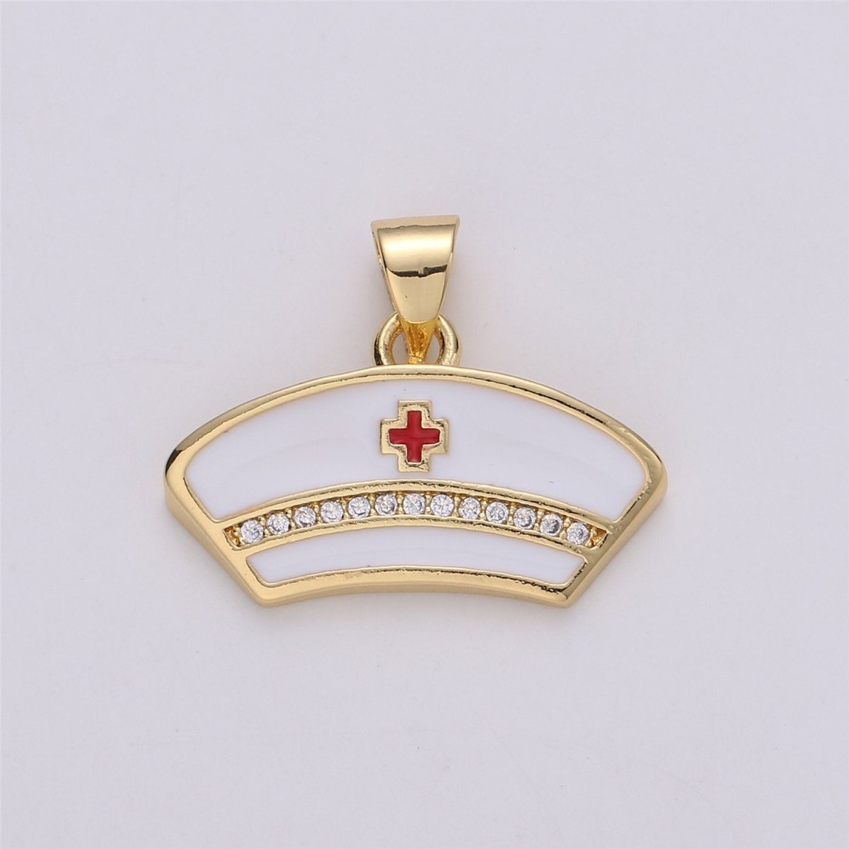 Micro Pave Nurse Charm 14k Gold Filled Charm RN Nurse Charms Registered Nurse Charms, LPN Nurse front line first responder git idea I-569