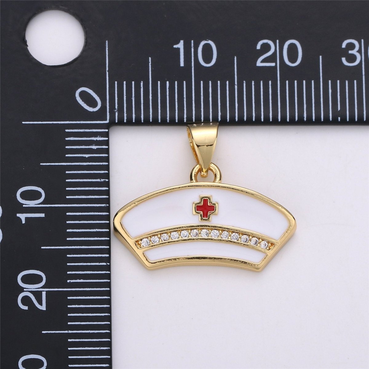 Micro Pave Nurse Charm 14k Gold Filled Charm RN Nurse Charms Registered Nurse Charms, LPN Nurse front line first responder git idea I-569