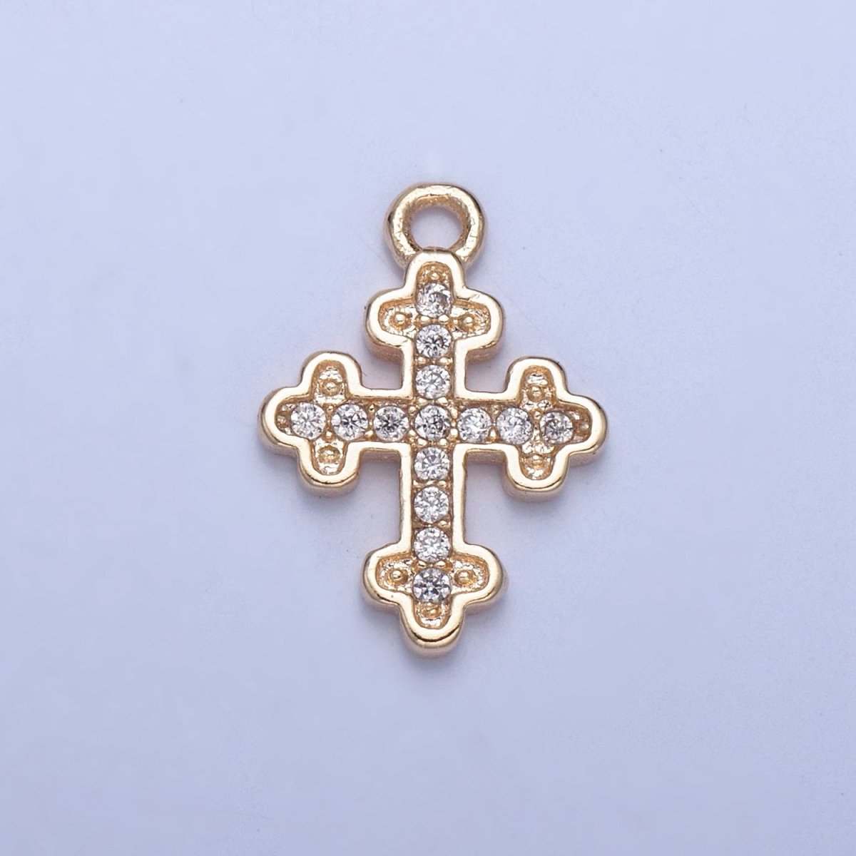 OS Micro Pave Orthodox Cross Charm, Religious CZ Pendant For Jewelry Making | X-033