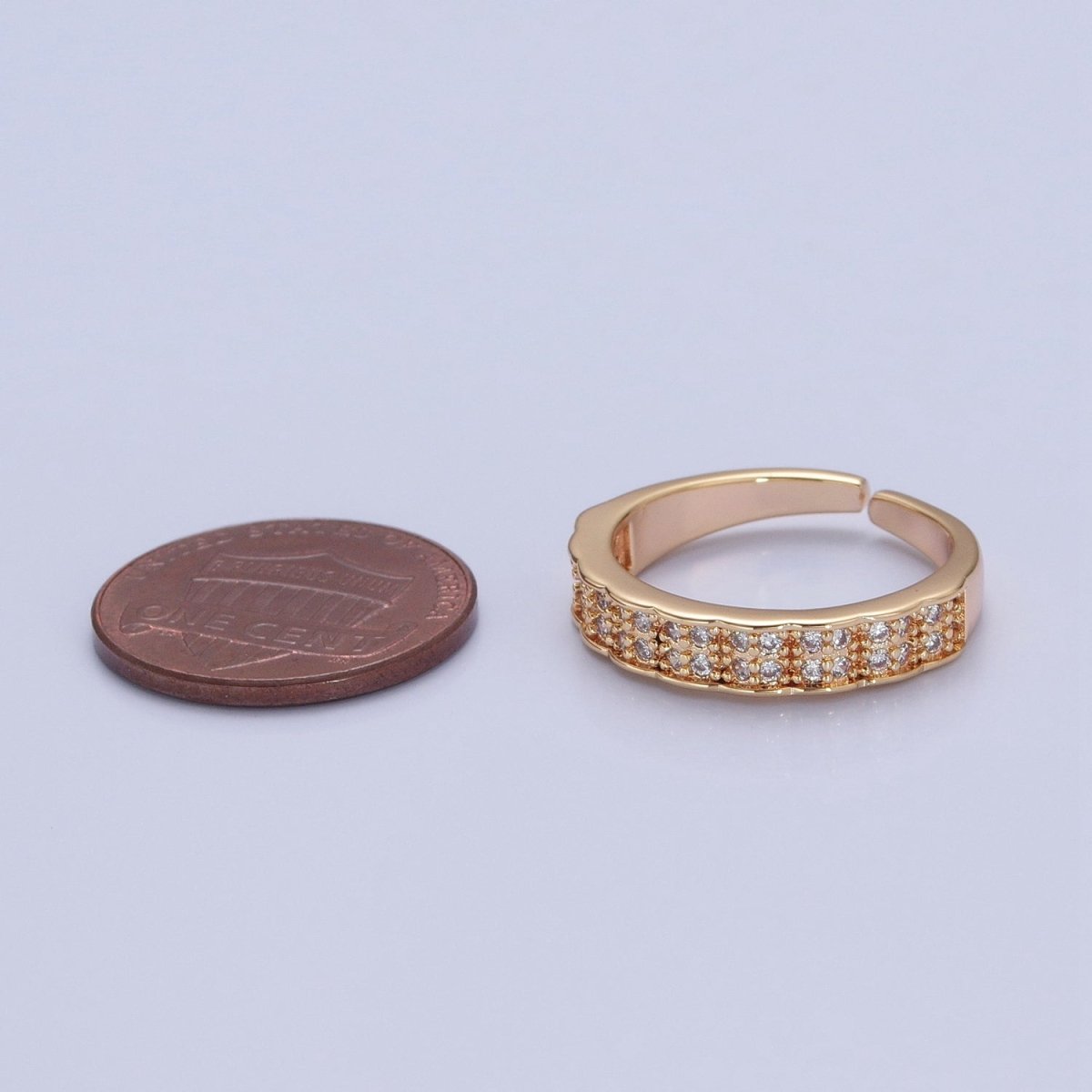 Micro Pave Ring in 16k Gold Filled Open Adjustable Ring O-744