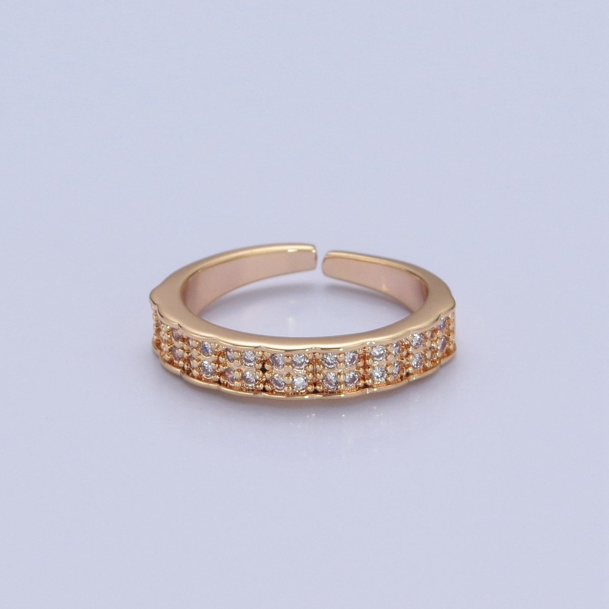 Micro Pave Ring in 16k Gold Filled Open Adjustable Ring O-744