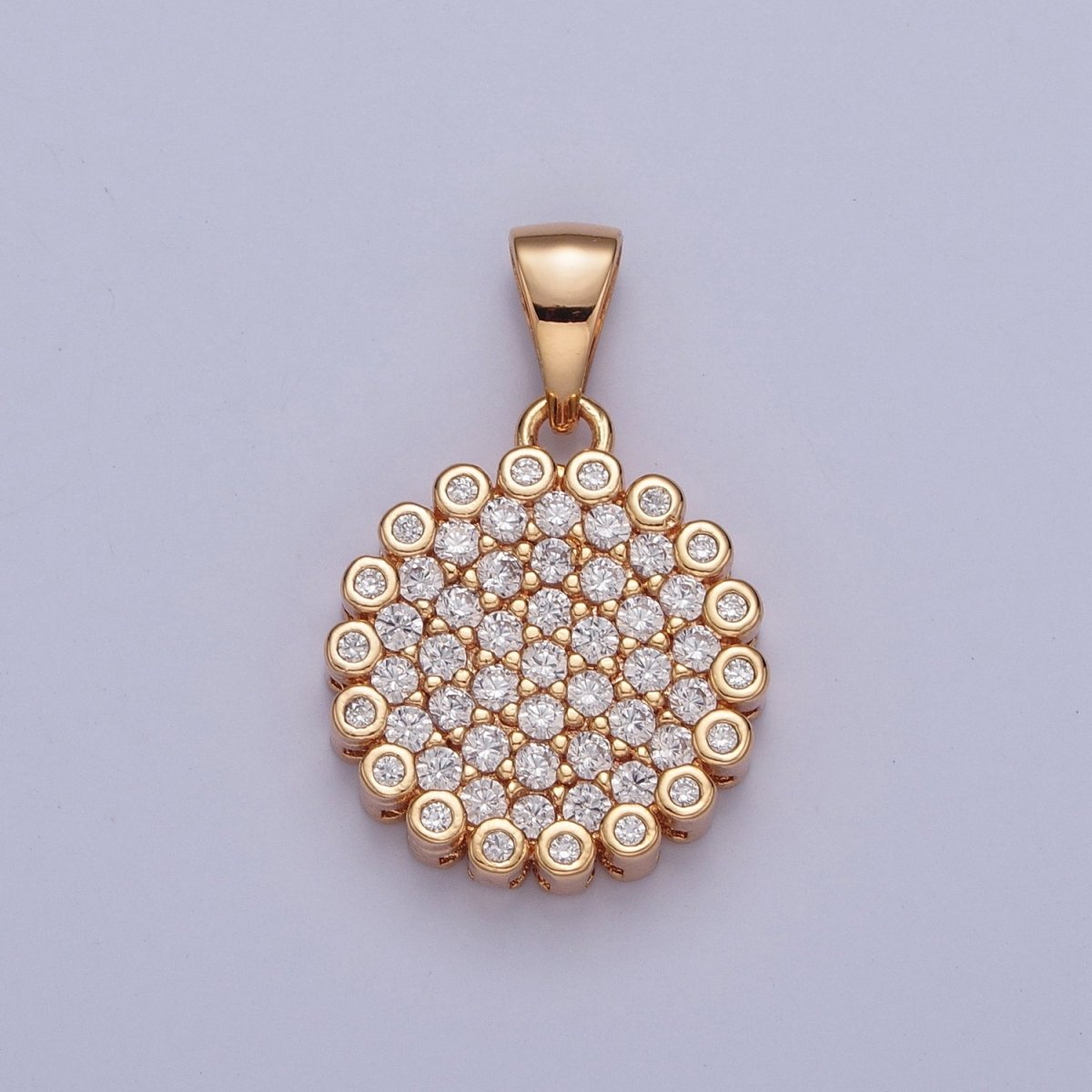 Micro Pave Round CZ Cubic Zirconia Flower Pendant For Jewelry Making X-354