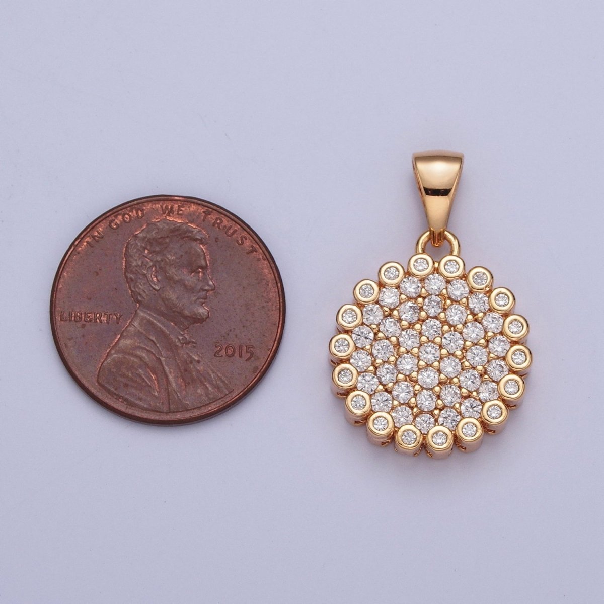Micro Pave Round CZ Cubic Zirconia Flower Pendant For Jewelry Making X-354