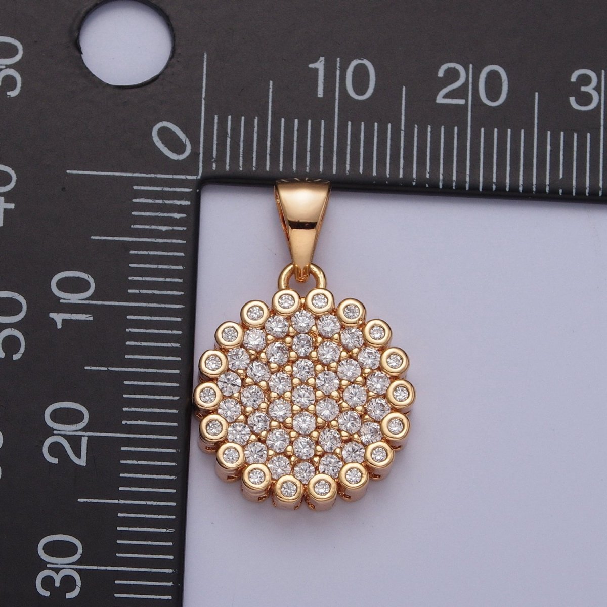 Micro Pave Round CZ Cubic Zirconia Flower Pendant For Jewelry Making X-354
