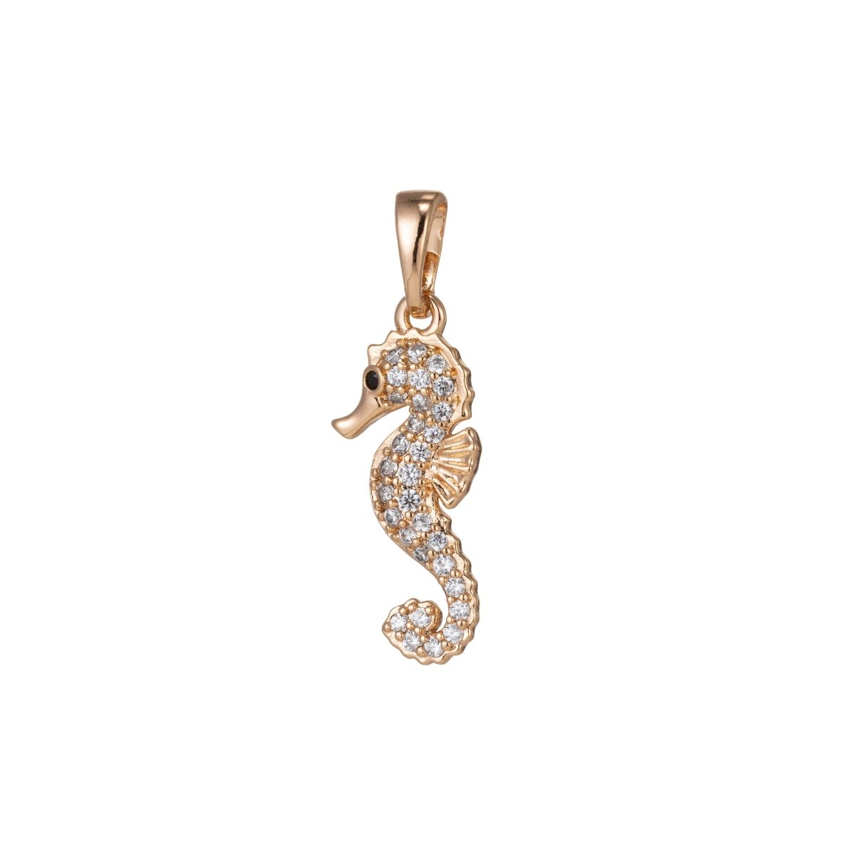 Micro Pave Seahorse Charm in 18k Gold Filled D-153