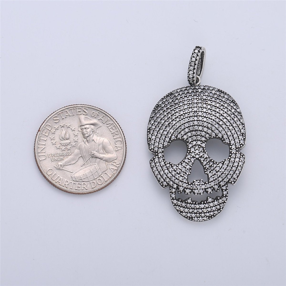 Micro Pave Skull Pendant, Black Gun Metal Skull Charm, Cubic Skull Head Pendant for Necklace Earring Charm Men Jewelry Making Supply I-169