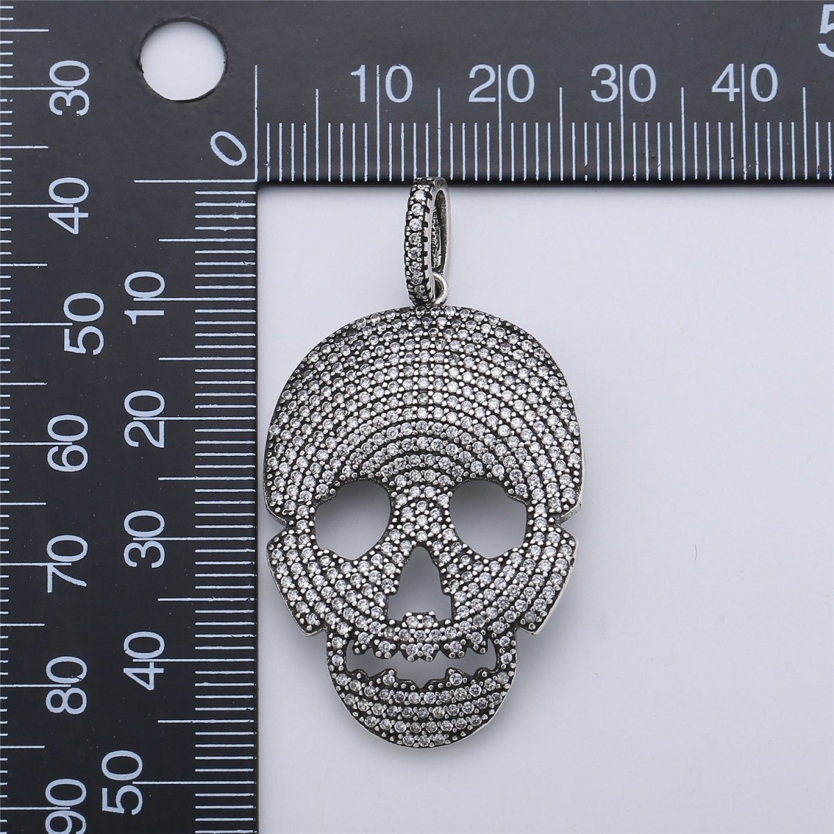 Micro Pave Skull Pendant, Black Gun Metal Skull Charm, Cubic Skull Head Pendant for Necklace Earring Charm Men Jewelry Making Supply I-169