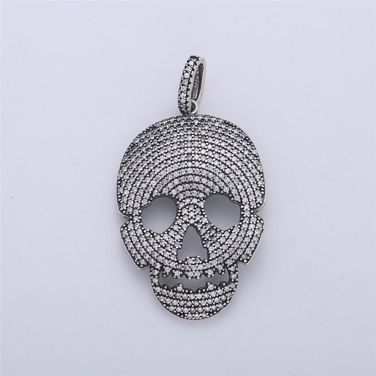 Micro Pave Skull Pendant, Black Gun Metal Skull Charm, Cubic Skull Head Pendant for Necklace Earring Charm Men Jewelry Making Supply I-169