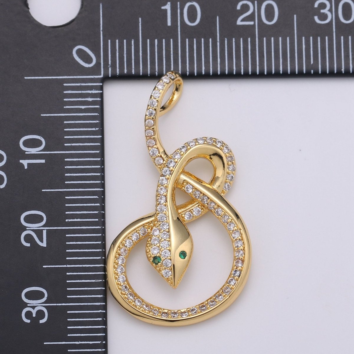 Micro Pave Snake charm, Gold Filled Snake Charm, Animal Charm Gold Serpent Charm Necklace Pendant Finding for Jewelry Making Supply I-916