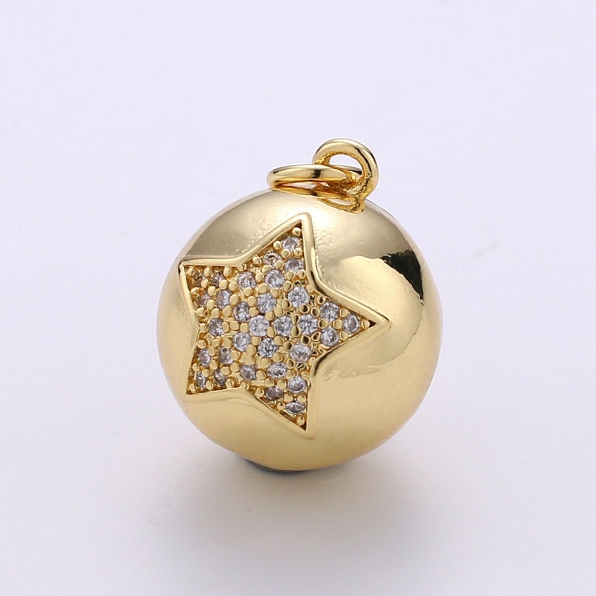 Micro Pave Star Charm Celestial Charm Ball Charm Ornament Star Pendant 14K Gold Filled Finding Necklace Bracelet Christmas Jewelry Making | D-705