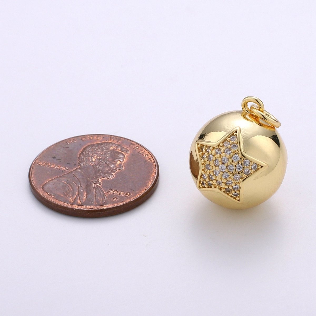 Micro Pave Star Charm Celestial Charm Ball Charm Ornament Star Pendant 14K Gold Filled Finding Necklace Bracelet Christmas Jewelry Making | D-705