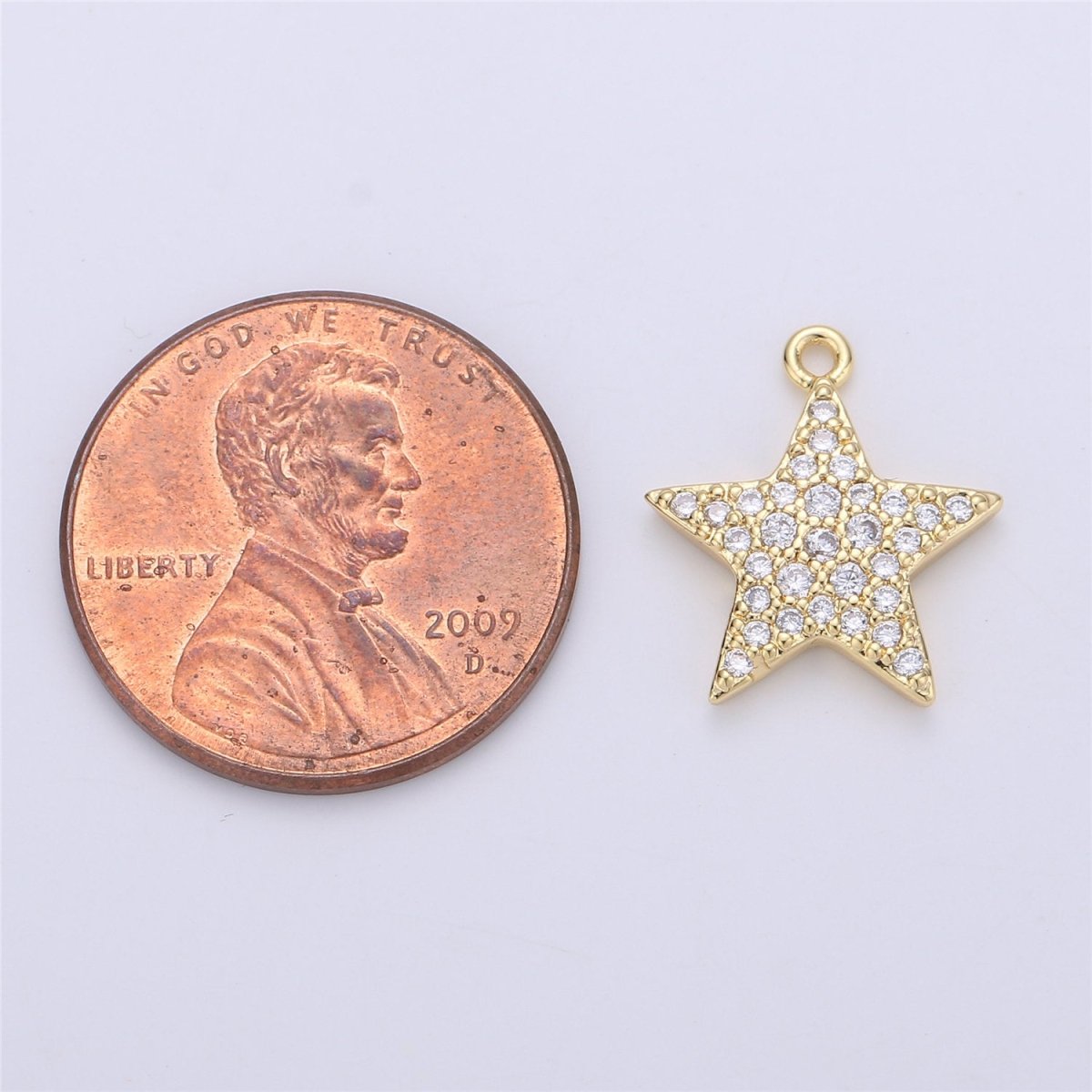 Micro Pave Star Charms, Gold Star Pave Star Pendant, Cubic Zirconia Charms, CZ Pave Star, Gold Star Earring Bracelet Necklace Charm C-675