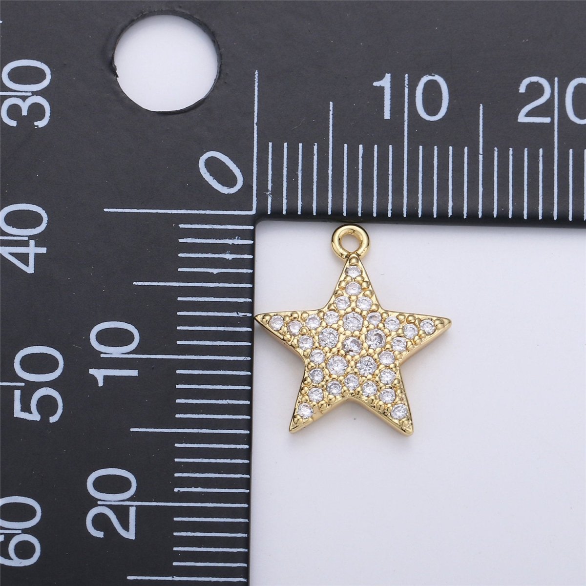 Micro Pave Star Charms, Gold Star Pave Star Pendant, Cubic Zirconia Charms, CZ Pave Star, Gold Star Earring Bracelet Necklace Charm C-675
