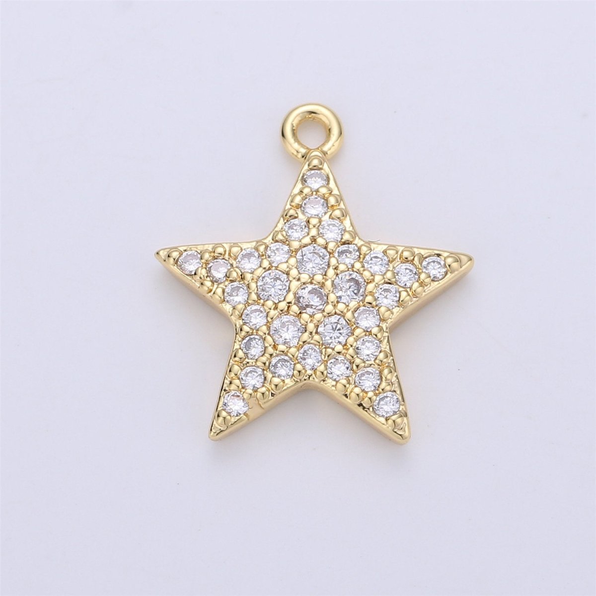 Micro Pave Star Charms, Gold Star Pave Star Pendant, Cubic Zirconia Charms, CZ Pave Star, Gold Star Earring Bracelet Necklace Charm C-675