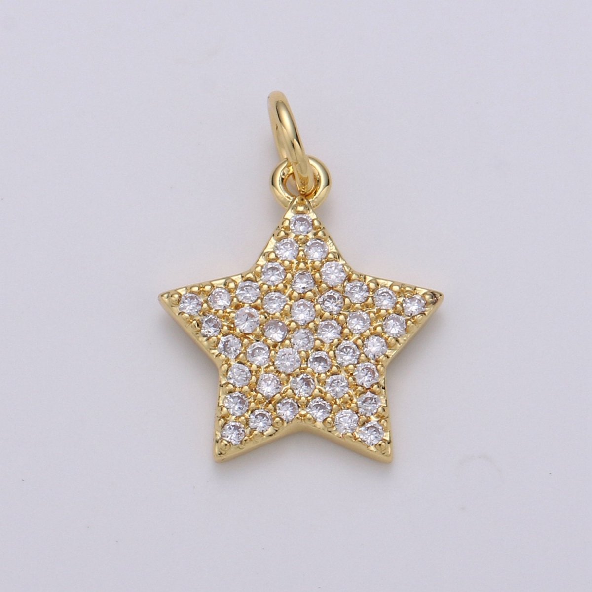 Micro Pave Star Charms, Gold Star Pave Star Pendant, Cubic Zirconia Charms, CZ Pave Star, Gold Star Earring Bracelet Necklace Charm C-675