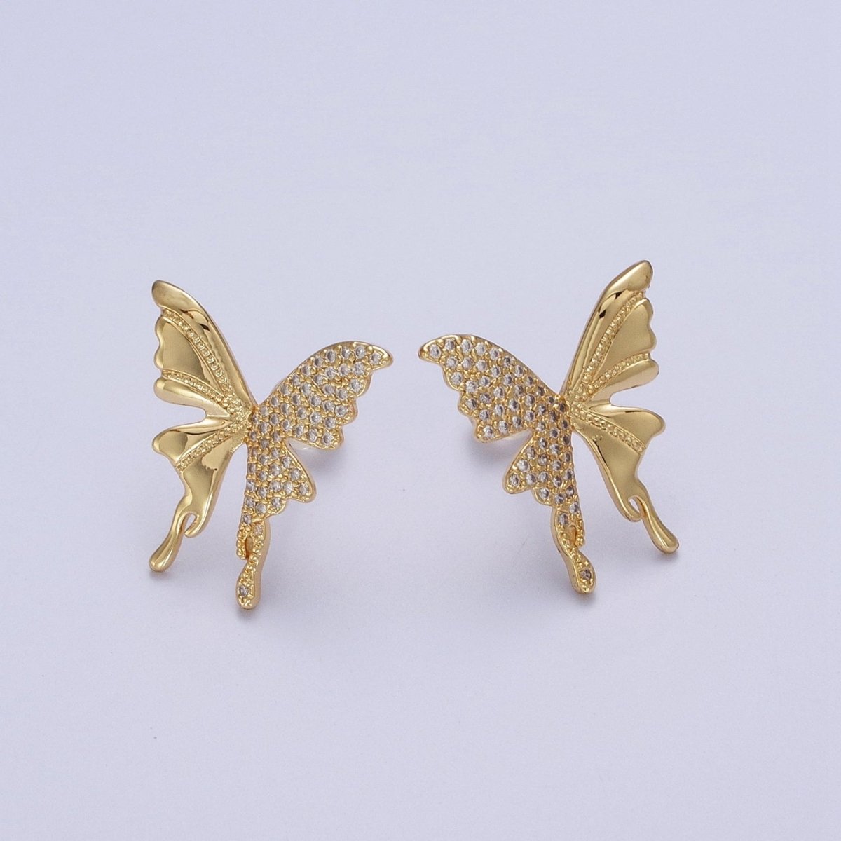 Micro Paved Butterfly Wings Gold, Silver Stud Earrings | AD-197 AD-198