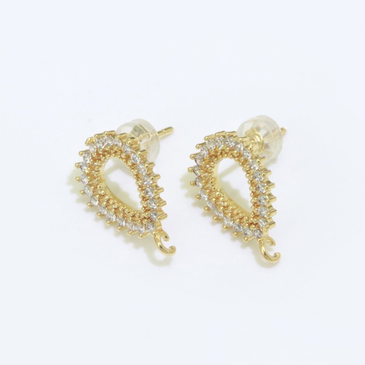 Micro Paved Clear Cubic Zirconia Open Teardrop Stud Drop Loop Earrings Supply  L-487