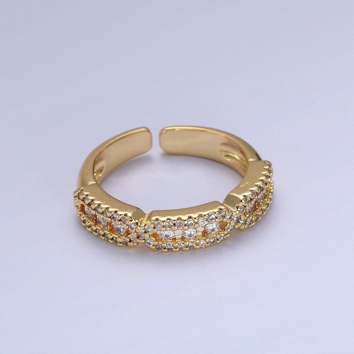 Micro Paved Clear, Green, Fuchsia Rectangular Hexagon Geometric Ring | Y030 Y031 Y032