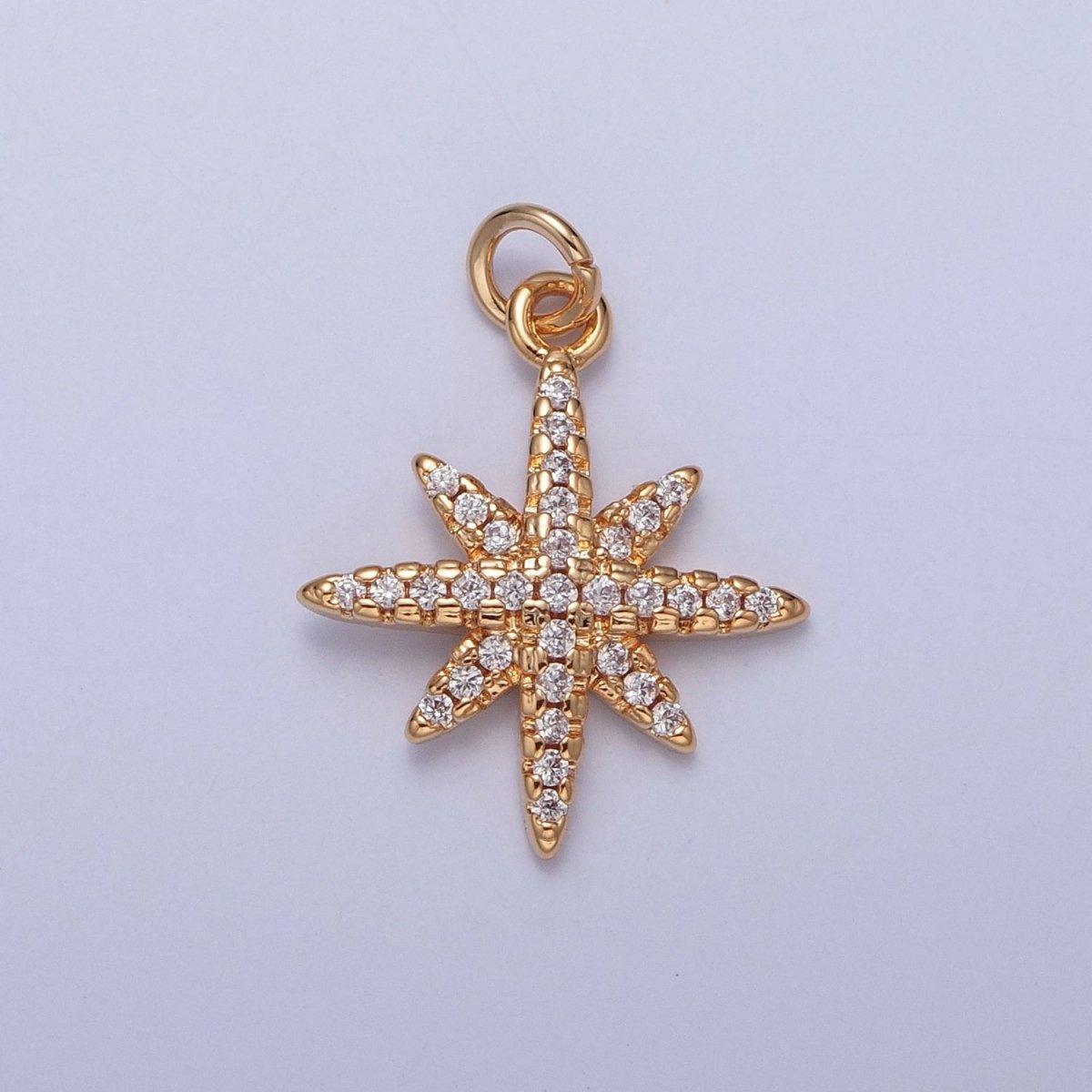 Micro Paved Cubic Zirconia Celestial Star Charm Jewelry Making Component | X-263