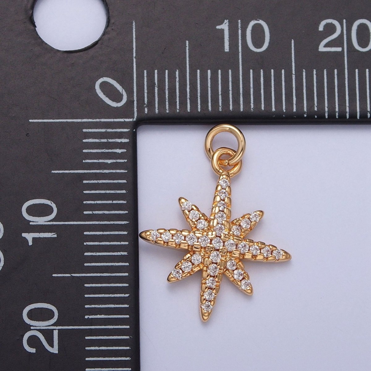 Micro Paved Cubic Zirconia Celestial Star Charm Jewelry Making Component | X-263