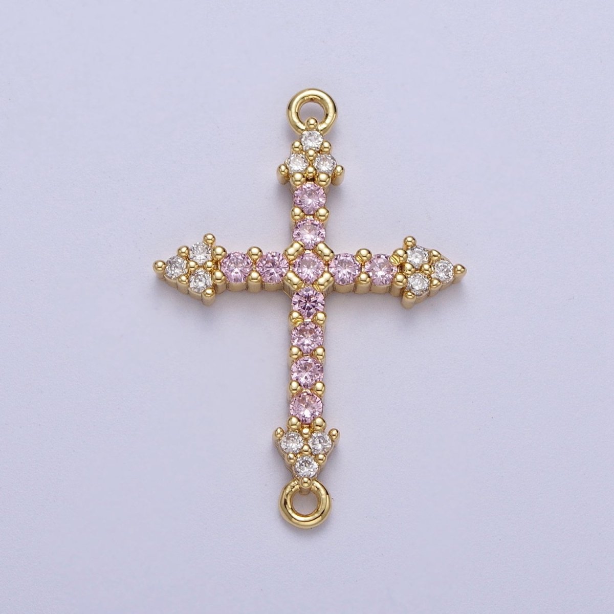 Micro Paved CZ Gold Cross Charm Connector For Religious Rosary Jewelry Making Supply F-140 F-241 F-303