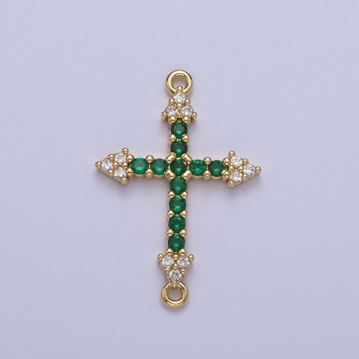 Micro Paved CZ Gold Cross Charm Connector For Religious Rosary Jewelry Making Supply F-140 F-241 F-303