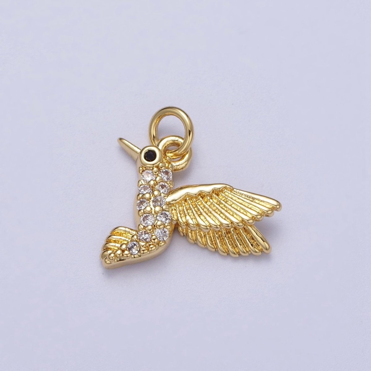 Micro Paved CZ Mini Gold Humming Bird Charm | N-520