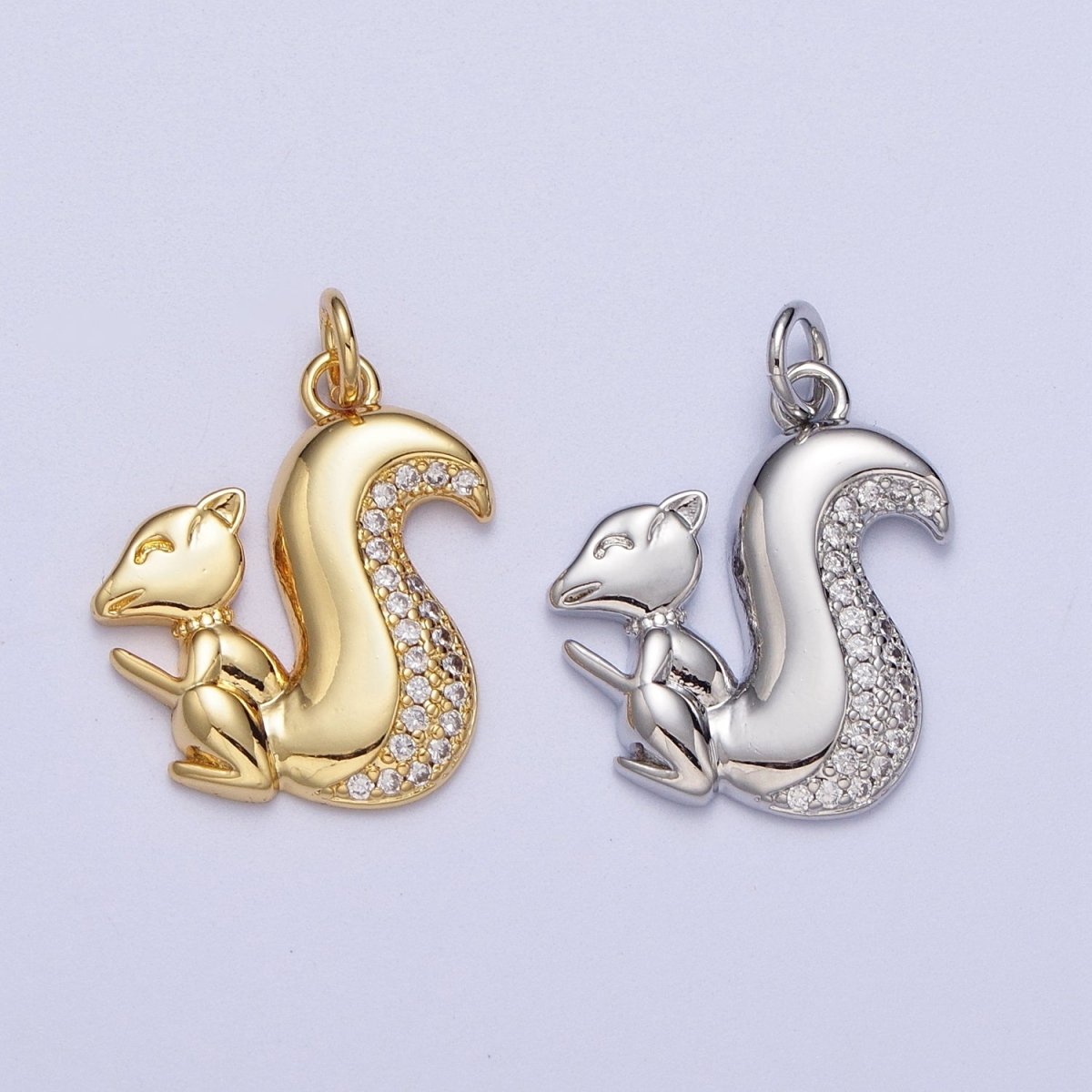 Micro Paved CZ Squirrels Chipmunks Charm in Gold & Silver | C-278 C-279