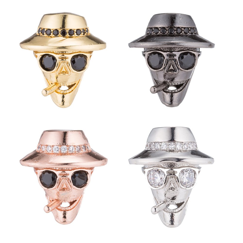 Micro Paved Gangster Mafia Godfather Smoking Cigarette Spacer Bead | B-082