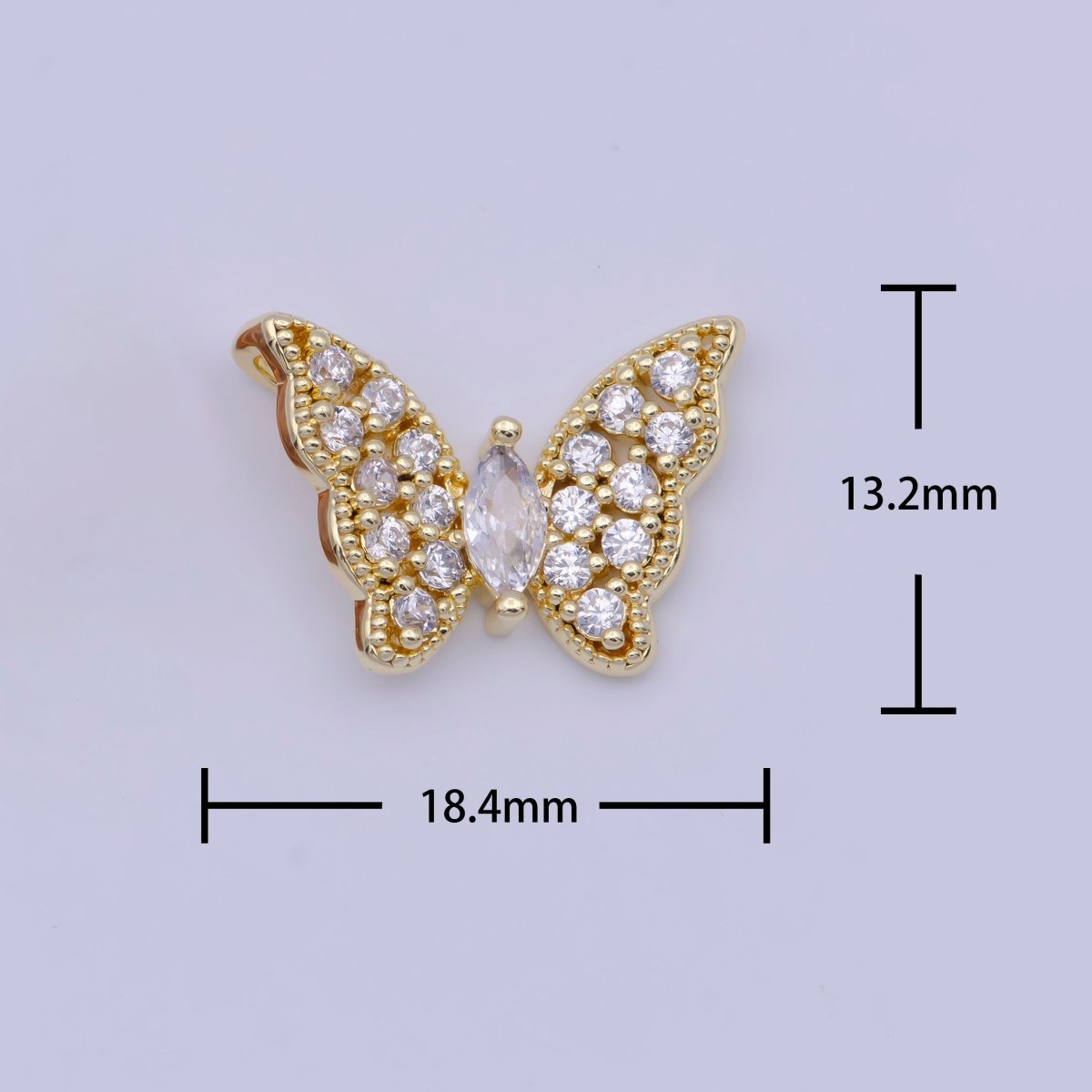 Micro Paved Marquise Cubic Zirconia Mariposa Butterfly Slider Pendant | X-526