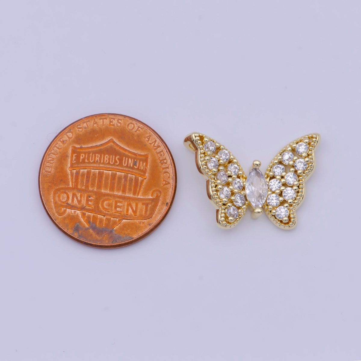 Micro Paved Marquise Cubic Zirconia Mariposa Butterfly Slider Pendant | X-526