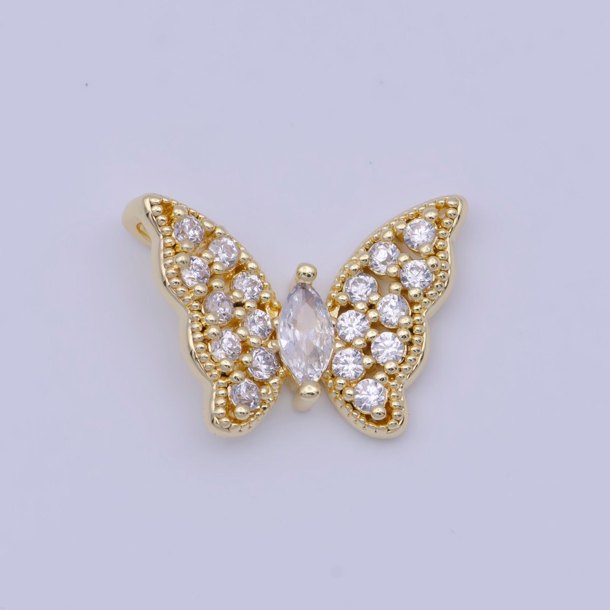 Micro Paved Marquise Cubic Zirconia Mariposa Butterfly Slider Pendant | X-526