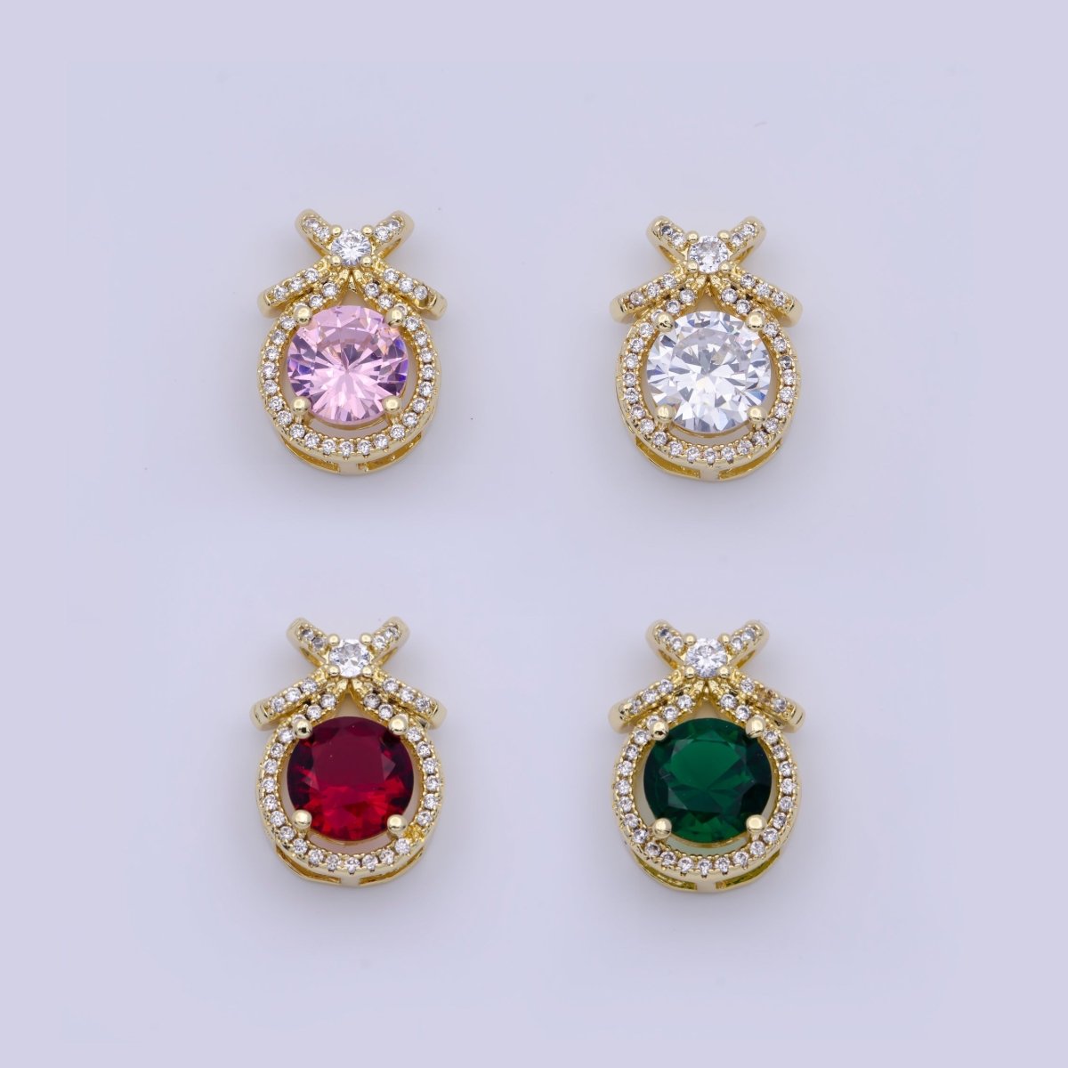 Micro Paved Round Cubic Zirconia Ribbon Knot Pendant For Jewelry Making | X-490-X-493