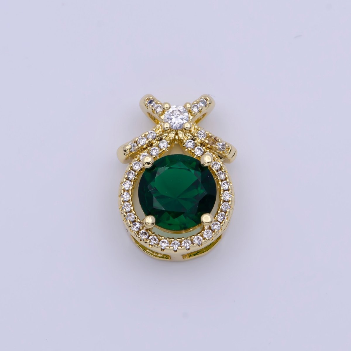 Micro Paved Round Cubic Zirconia Ribbon Knot Pendant For Jewelry Making | X-490-X-493