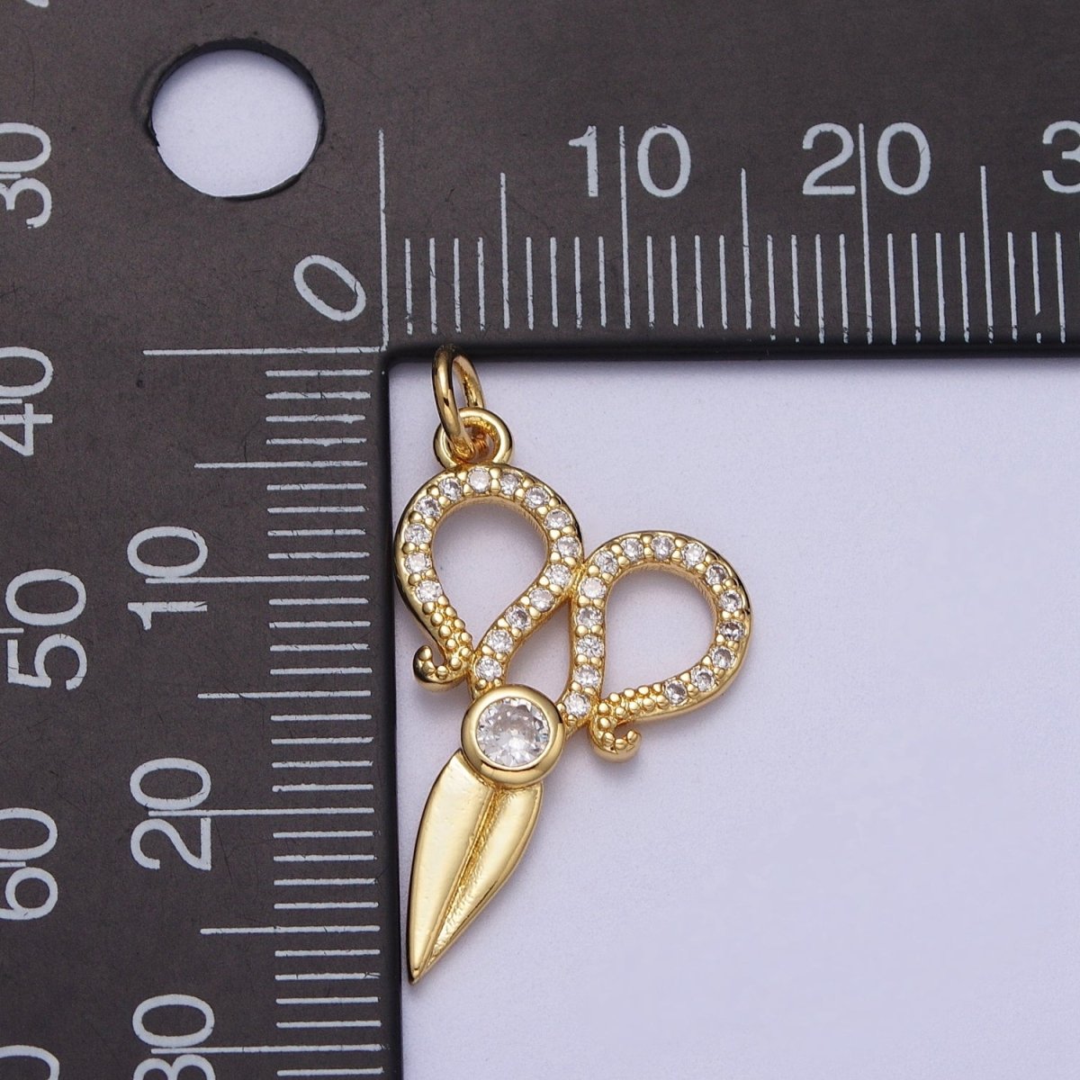 Micro Paved Scissors Cubic Zirconia Charm E-522
